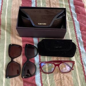 Tom Ford Blue Light Glasses + two magnetic sunglass attachments